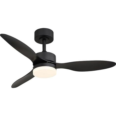 Ventilateur plafond 36" LED 3 pales 6 vitesses interrupteur mural noir (1/5)