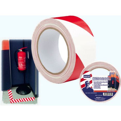 NASTRO SEGNALETICO IN PVC ADESIVO BIANCO ROSSO ALTO SPESSORE MM 50X33 MT (31590) (1/3)