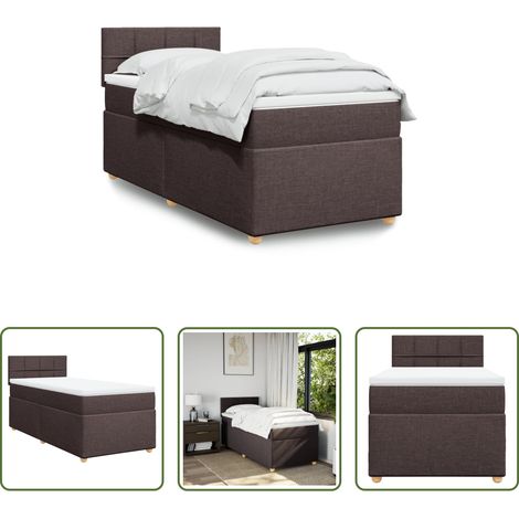 vidaXL Surmatelas -  Sommier à lattes de lit avec matelas Marron foncé 90x200 cm (1/5)