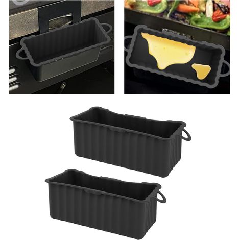 Bac de récupération des graisses en silicone pour barbecue Blackstone, bac de récupération des graisses pour four Blackstone, bac à graisse carré, noir (1/5)