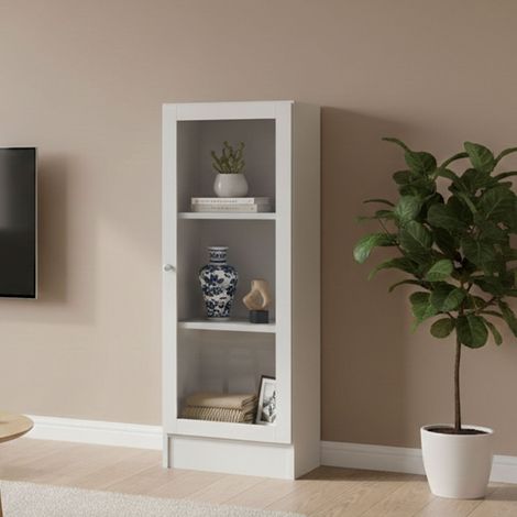 Dmora - Estante para libros Alexiane, Estante de oficina, Porta libros móvil, Biblioteca, 41x28 h107 cm, Blanco (1/3)