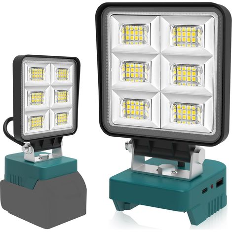 Projecteur LED Rechargeable, 48W Projecteur de Chantier Compatible avec Batterie 18-20V, 5200LM Lampes de Travail Portable avec Charge Type C (1/5)