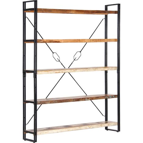 Bibliothèque 5 niveaux 140x30x180cm Bois solide de récupération