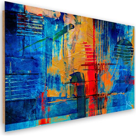 Quadro deco panel, Mano di astrazione blu -pinto - 100x70 (1/5)