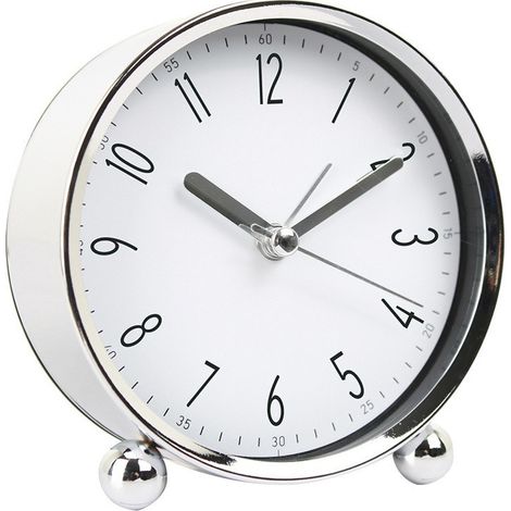 Petite horloge de 13,5 cm – Horloge rétro analogique sans tic-tac avec lumière, horloge de table métallique silencieuse (1/4)