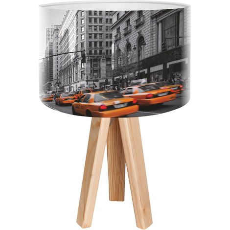 Lampe de chevet city foto-023 - Bois clair, blanc (1/3)