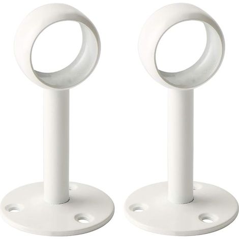 Support Tringle Rideau Plafond en Acier Inoxydable, Support Tringle Penderie pour Tube de rond Ø 25 mm, Blanc Brillant 2 Pcs (1/4)