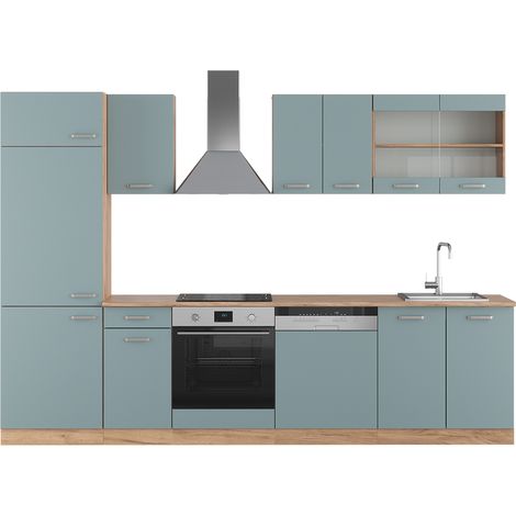 Cuisine R-Line, Bleu-gris/chêne doré, 300 cm , PT Chêne, Vicco (1/5)