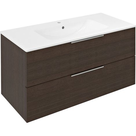 CIRASA Meuble sous-vasque 99,8x52x46cm, Pin Rustique (1/2)