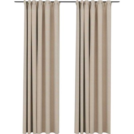 Maison Exclusive - Verdunkelungsvorhänge Haken Leinenoptik 2 Stk.