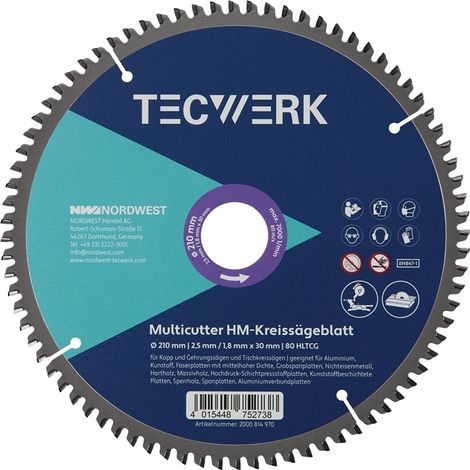 TECWERK Tisch-/Kappkreissägeblatt AD 254mm Z.60 HLTCG Schnitt-B.3,2mm TECWERK (1/2)