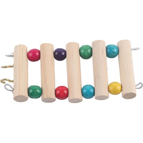 Échelle, pont et balançoire en bois pour animaux de compagnie, jouet portable pour souris, hamster, perroquet et canari (5 marches, taille S) (1/5)