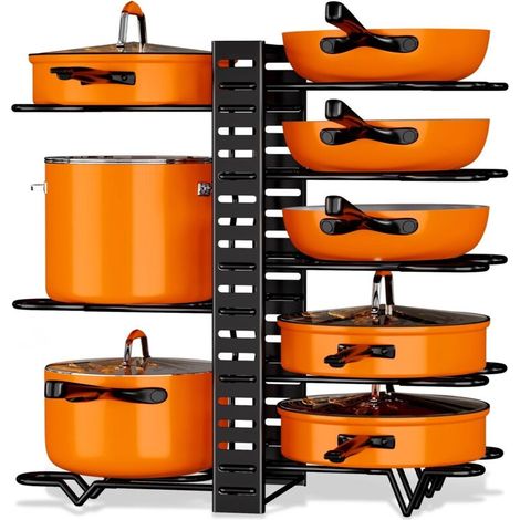 XEPHO Rangement Casserole Tiroir Cuisine, Range Casserole avec 8 Compartiments Réglables, pour Les Ustensiles Poêles, Couvercles, Poele