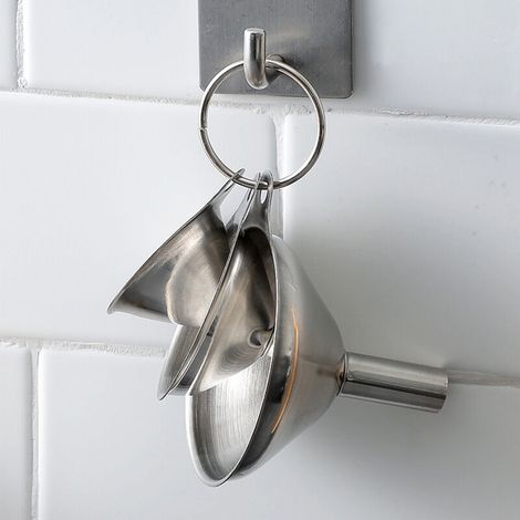 Entonnoir Inox Mini Entonnoir Cuisine avec Longues Poignées 3 Pièces pour de Cuisine Transfert de Confiture sel Poivre Epice Huile Poudre (1/4)