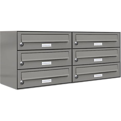 6er Premium Briefkasten Aluminiumgrau RAL Farbe 9007 für Außen Wand Postkasten 2x3 L (1/5)