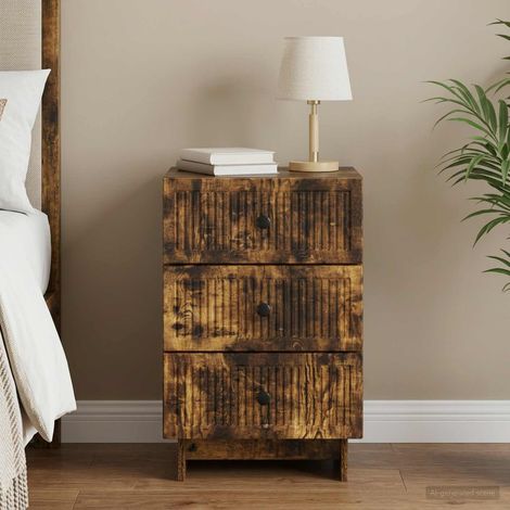 vidaXL Bedside Cabinet Smoked Oak 43 x 41 x 66.5 cm Engineered Wood (1/5)