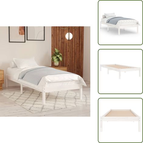 The Living Store Estructura de cama sin colchón madera maciza blanco 100x200 cm - Estructura de cama