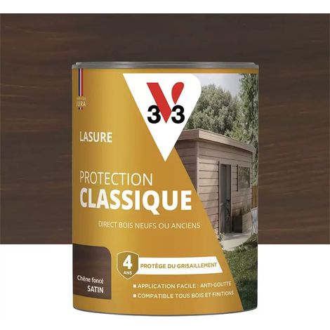 Lasure Protection Classique V33 4 ans Chêne foncé 0,75 L (1/3)