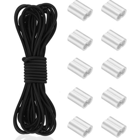 Gummiseil 8mm x 10m Schwarz mit 10 Würgeklemmen