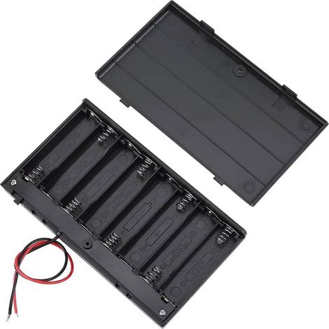 Portapilas para 8 pilas LR6 AA con interruptor  Negro (1/3)