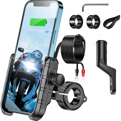 Motorrad-Handyhalterung mit USB-Ladegerät 12/24 V, Koanni