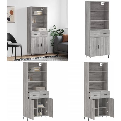 Highboard Grau Sonoma 69,5x34x180 cm Holzwerkstoff - Holzwerkstoff - Schrank (1/5)