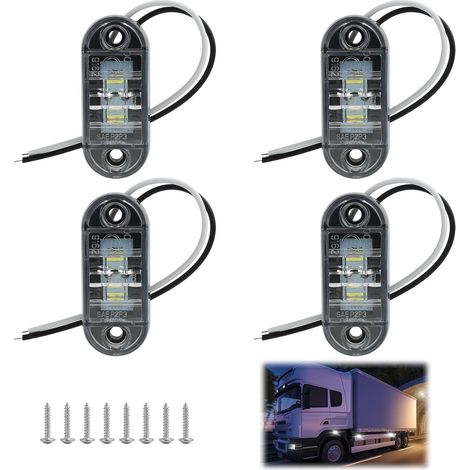 4 pièces Blanc IP65 12 V/24 V Ovale LED latérales Feux, feux de gabarit, éclairage feux de position led pour camion, remorque, van, caravane, bus, bateau - feux avant et arrière (1/5)
