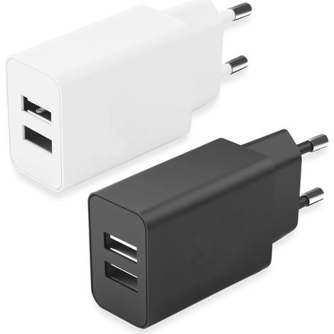 2 Chargeur USB 5V 2A 10W Double Port, Compatible avec 15 Adaptateur secteur USB Compatible avec Redmi, tablettes, appareils USB, maison, bureau et voyage (1/5)