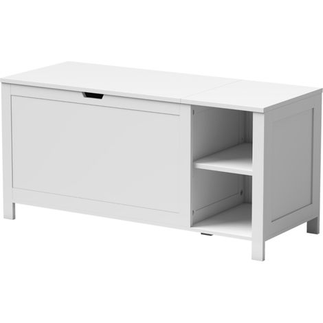 Montage Facile Banc à Chaussures avec Assise Rangement Chaussures Étagère Réglable et Coffre Blanc (1/5)