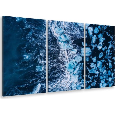 Tableau triptyque paysage mer glacée en norvège - 90x60 cm (1/5)