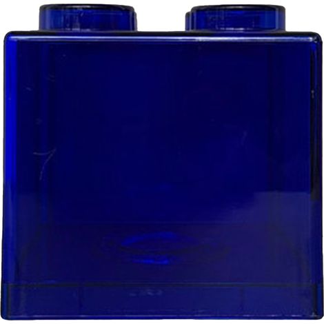 Tirelire transparente en forme de briques de construction, coffre à pièces rectangulaire bleu 8,9x8,9x9,2 cm pour enfants garçons et filles (1/5)