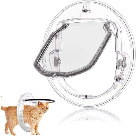 S(30303.5CM) Porte rabattable pour chat, porte coulissante en verre blanche à 4 voies pour chat, petite porte pour animaux de compagnie pour chats, chiots et (1/5)