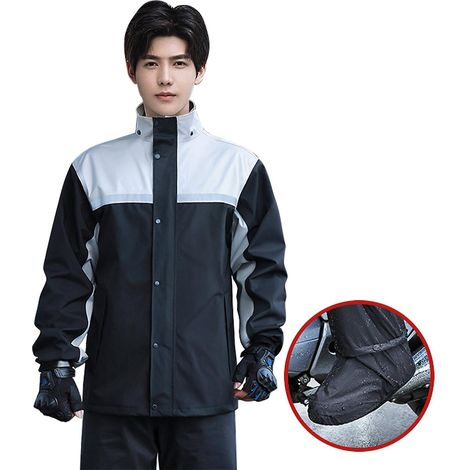 Herren-Regenanzug, zweiteilig, wasserdicht, bestehend aus Regenjacke und Regenhose, reflektierende Regenkleidung