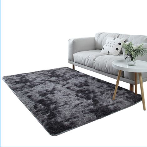Compatible Tapis Salon Antidérapant Gris Foncé 160×230 cm Moderne Lavable Moelleux Shaggy pour Chambre Couloir (1/5)