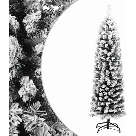 Sapin de Noël artificiel mince flocon de neige-Décoration de Fête pour Noël vert 150 cm PVC 251286 (1/5)