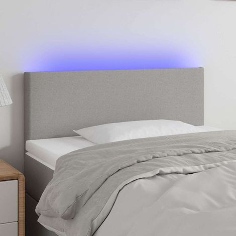 Tête de lit LED réglable gris clair en tissu avec bande lumineuse 100 x 5 x 78/88 cm - PANGIVO (1/5)