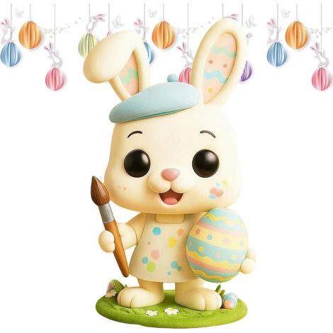 Statue de Lapin de Pâques Décoration saisonnière  Figurines artisanales de fête pour bibliothèque, vitrine, coiffeuse, chevet, bord de lit, bureau, chambre, salon, espace de (1/5)