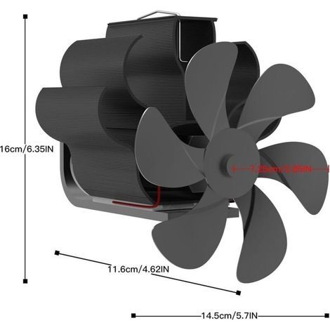 Ventilateur de poêle à bois à 5 pales pour poêle à bois/poêle à bûches/cheminée à suspendre Ventilateur de cheminée pour la maison Fonctionnement silencieux Eco Fans Accessoires pour poêle à (1/3)