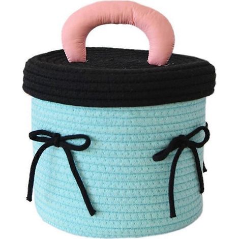 Paniers de rangement tressés pour petits objets de bureau, cyan