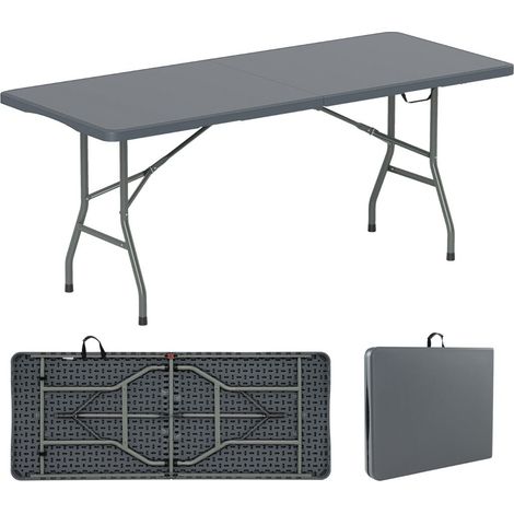 Tavolo pieghevole portatile 180 x 74 cm capacità 160 kg pieghevole e robusto stile contemporaneo in HDPE grigio 200014099