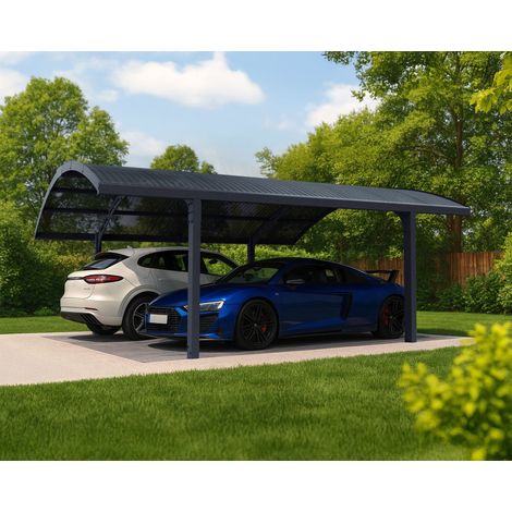Palram - Canopia – Carport double Arizona Wave 4,95 x 5,78 m – Structure autonome en aluminium – Panneaux polycarbonate résistants aux UV – Accès facile à deux pieds