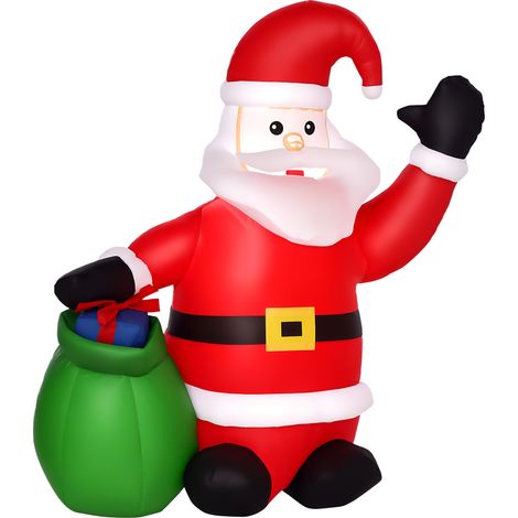 HOMCOM 4ft Inflatable Christmas Santa Claus LED Lighted Yard Holiday for Lawn (1/5)
