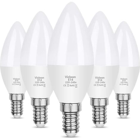 Ampoules LED E14, lot de 5 ampoules LED C37 E14 de 5,5 W, équivalent à une ampoule à incandescence de 40 W ou à une ampoule halogène de 50 W, blanc froid 6500 K, 550 lm (1/5)