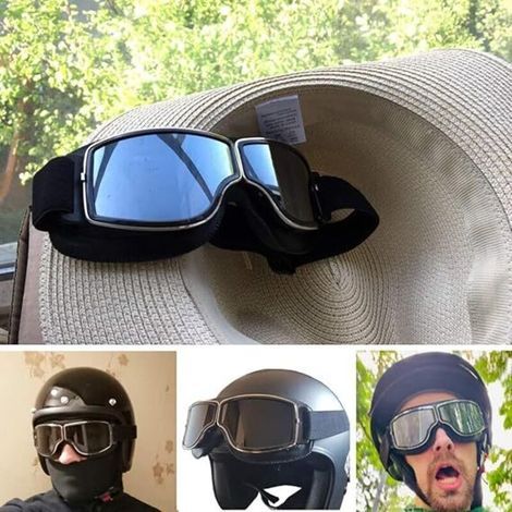 Lunettes de protection rétro pour moto - Anti-buée - Chaudes - Pour l'équitation, le VTT, le motocross (1/3)