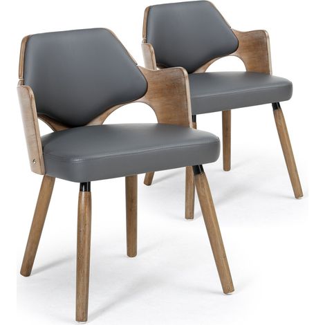 Lot de 2 chaises scandinaves Dima Vintage Gris (1/4)