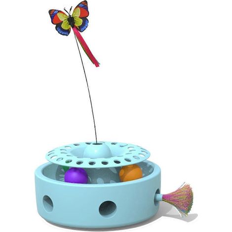 3-in-1 drehbare Katzentoilette, blauer Schmetterlingslocher (1/5)