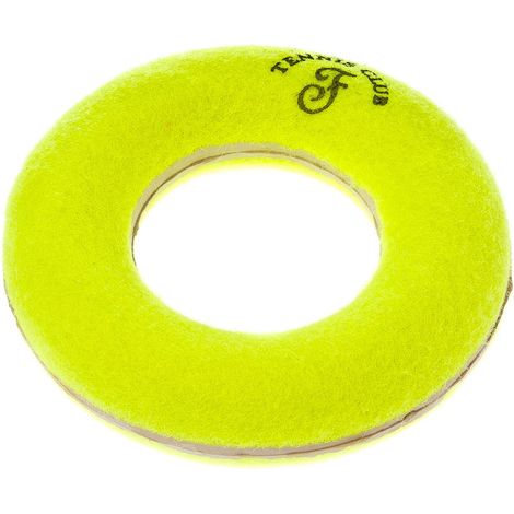 Gioco ciambella tennis con anima in gomma resistente ed effetto sonoro per cani