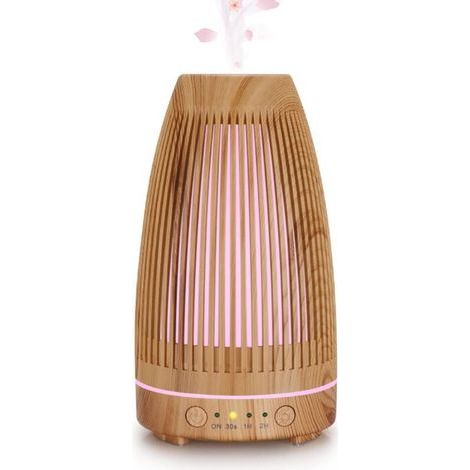 Electric Essential Oil Diffusers, Ultrasonic Humidifier Electric Aromatherapy Diffuser 7 Colors LED Lights for Home, Yoga, Office, Spa, Bedroom - Wood