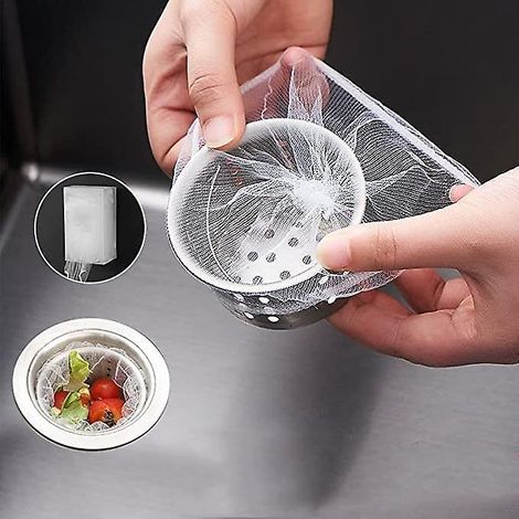 lot De 100 Filtres Jetables Flexibles Pour Sacs Poubelle - Filtre Anti-blocage - Passoire Pour Vier De Cuisine Et Salle De Bain - Avec Bote De Ran (1/5)