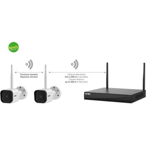 VIMAR 46KIT.036C Kit TVCC WiFi con: 2 telecamere 46242.036C a colori 3 Mpx, 1 NVR WiFi 4Ch@3Mpx, controllo da app VIEW Product, rilevazione audio, movimento e invio notifiche, HDD 1TB incluso, Bianco (1/6)